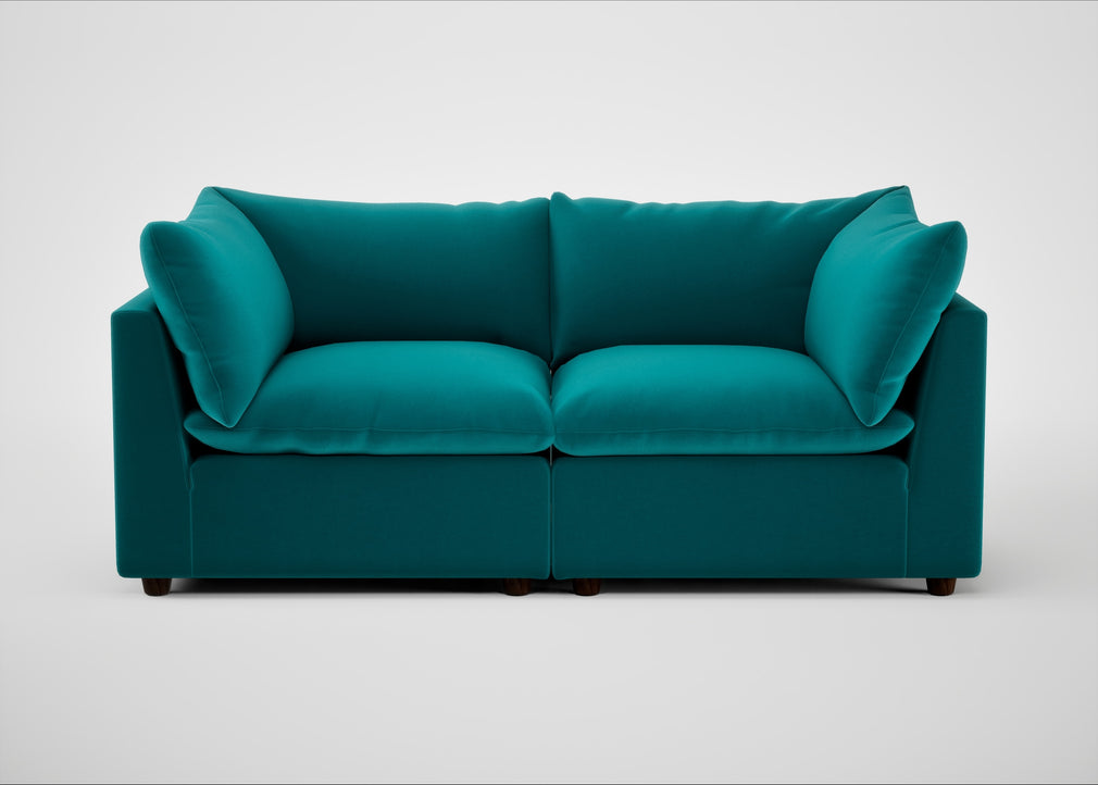 Astrid 3 Seater Sofa Smart Velvet Petrol / Walnut Stained Beech