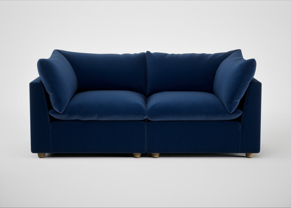 Astrid 3 Seater Sofa Cotton Velvet Midnight / Natural Beech
