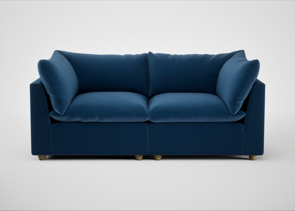 Astrid 3 Seater Sofa Cotton Velvet Petrol / Natural Beech