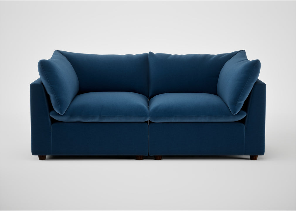 Astrid 3 Seater Sofa Cotton Velvet Petrol / Walnut Stained Beech
