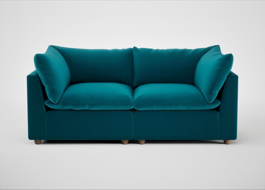 Astrid 3 Seater Sofa Cotton Velvet Teal / Natural Beech