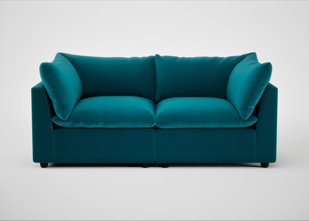 Astrid 3 Seater Sofa Cotton Velvet Teal / Walnut Stained Beech