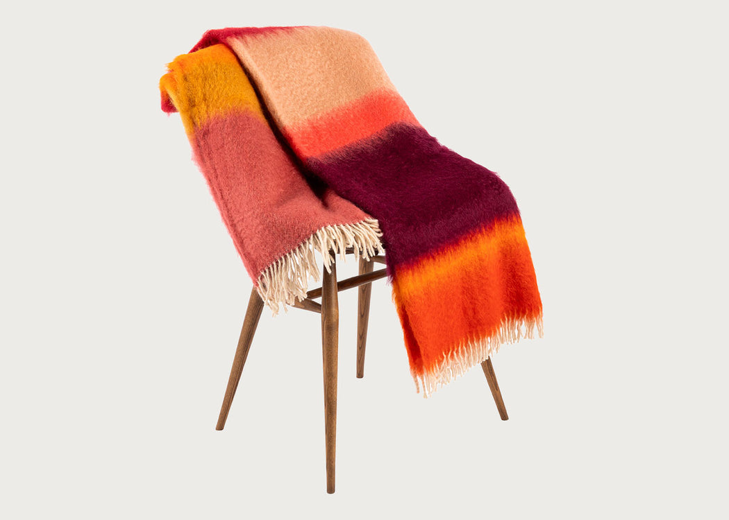 Mohair & Wool Stripe Throw Matisse Sunset