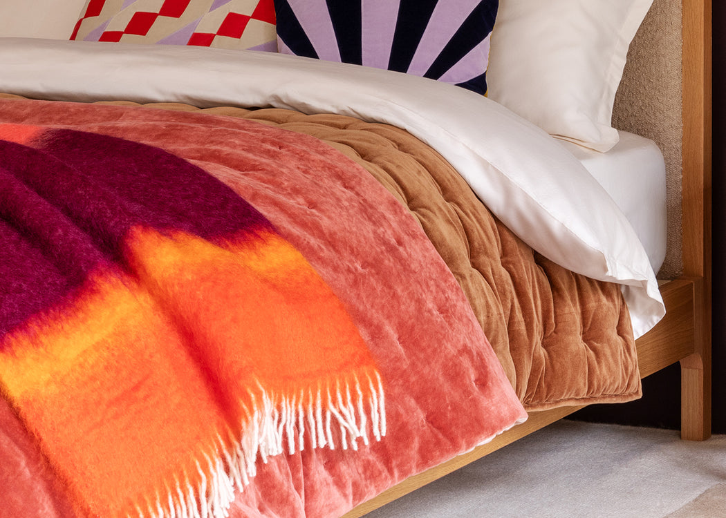 Mohair & Wool Stripe Throw Matisse Sunset