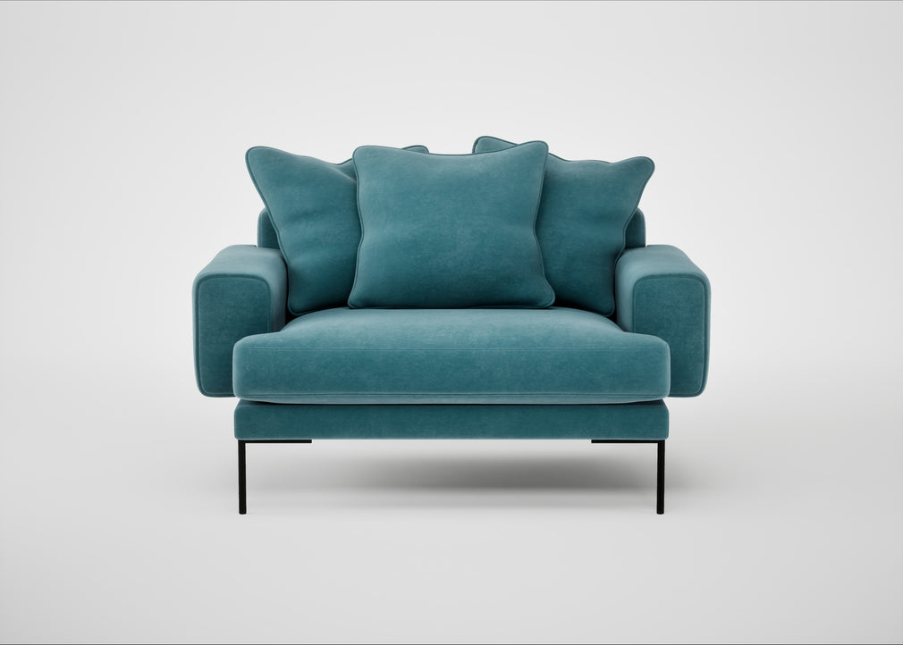 Torrington Loveseat Smart Luxe Velvet Airforce Blue