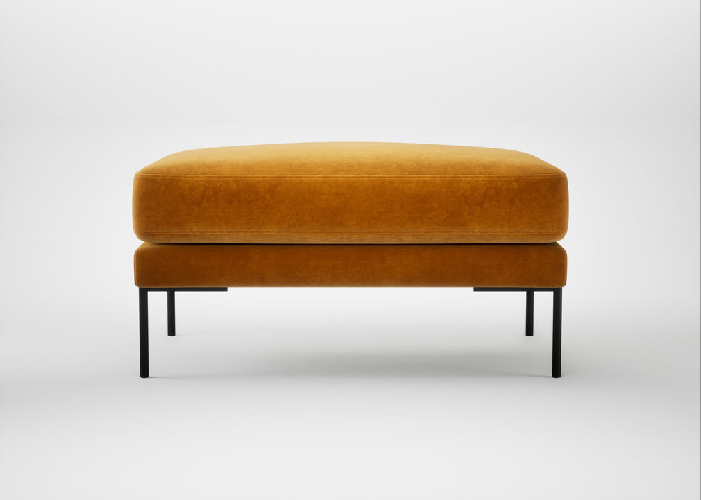 Torrington Ottoman Smart Luxe Velvet Cognac