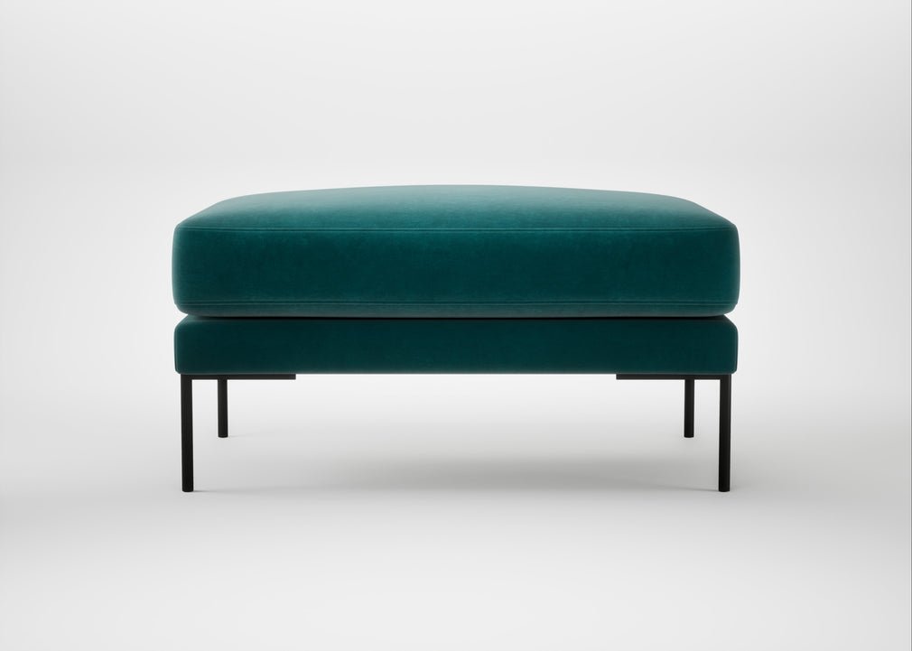 Torrington Ottoman Smart Luxe Velvet Ocean Green