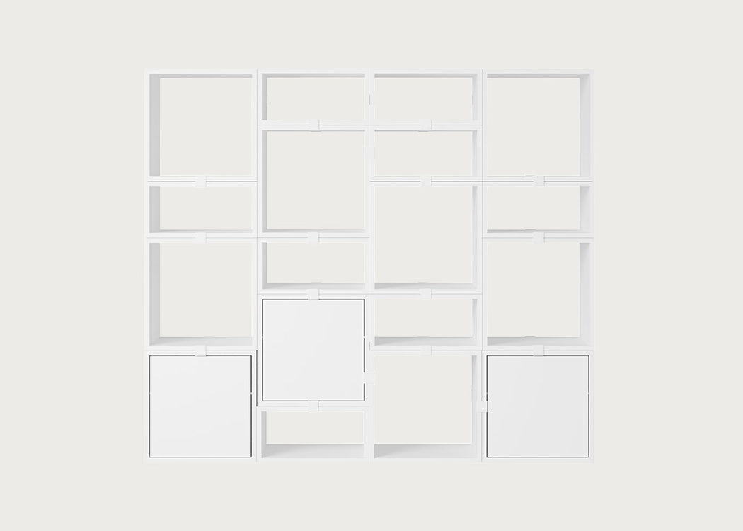 Stacked Storage System Bookcase Configuration 4 White