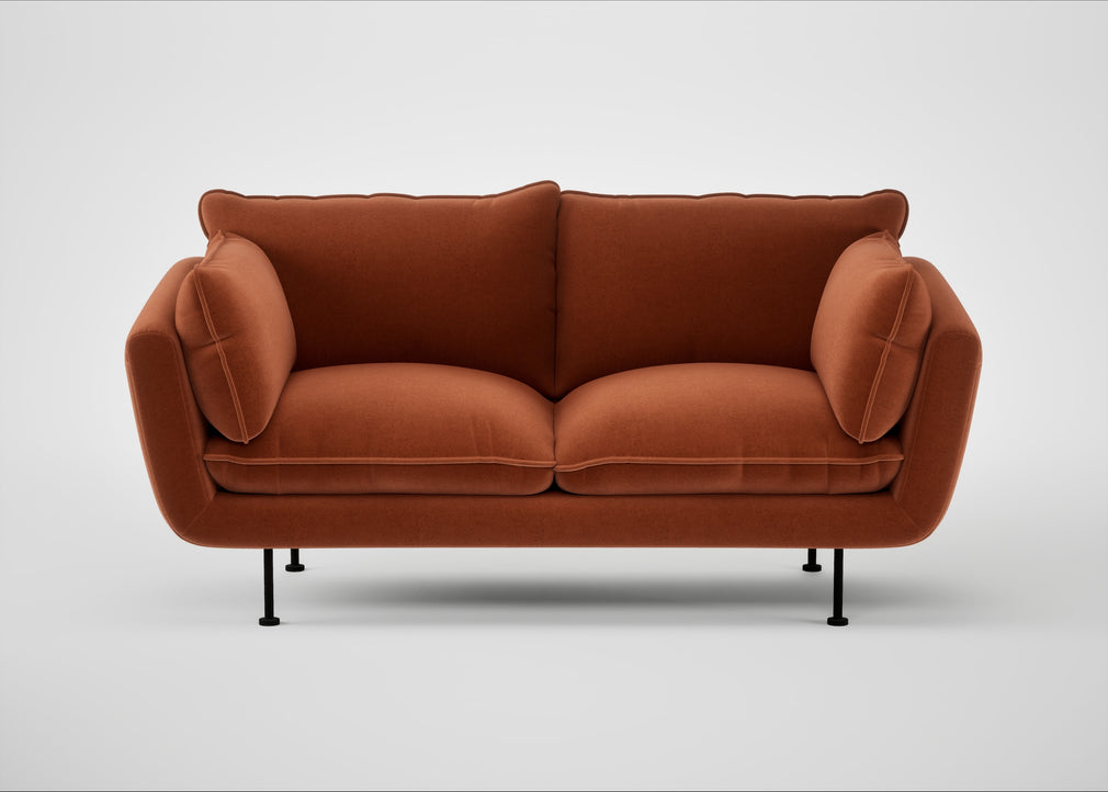 Allora 2 Seater Sofa Cotton Velvet Russet / Black
