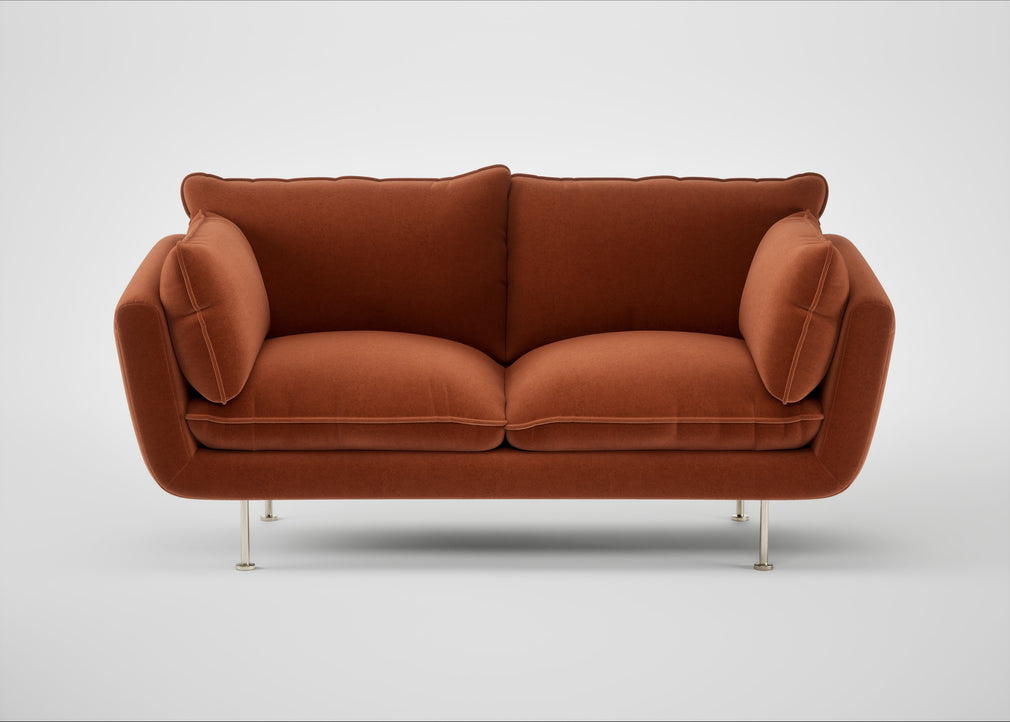Allora 2 Seater Sofa Cotton Velvet Russet / Stainless Steel