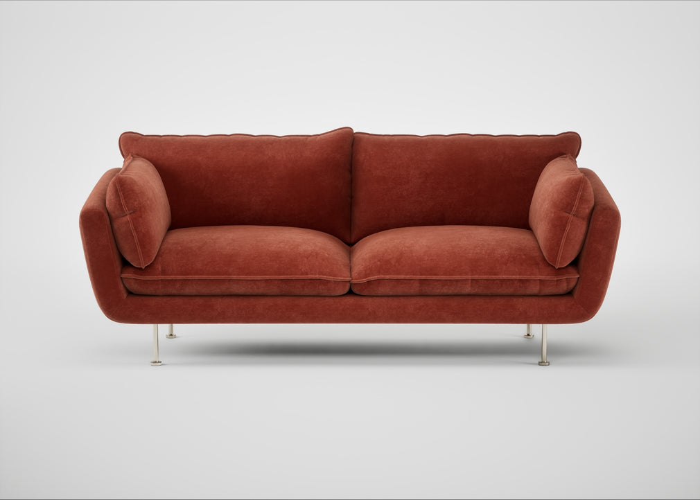 Allora 3 Seater Sofa Smart Luxe Velvet Tawny / Stainless Steel