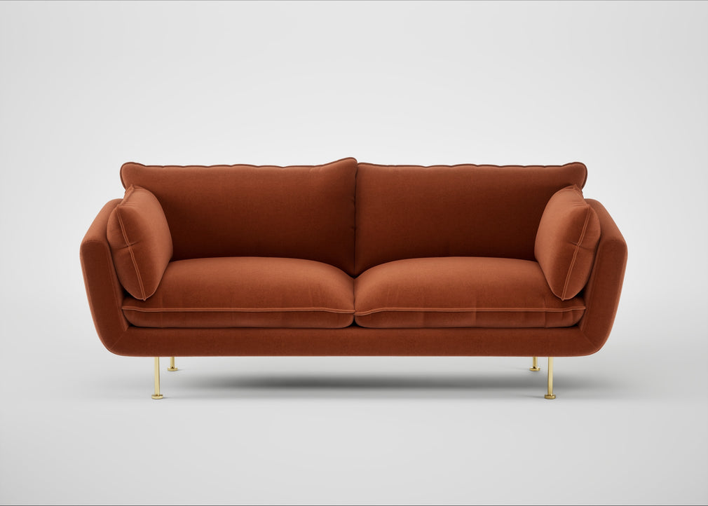 Allora 3 Seater Sofa Cotton Velvet Russet / Brass