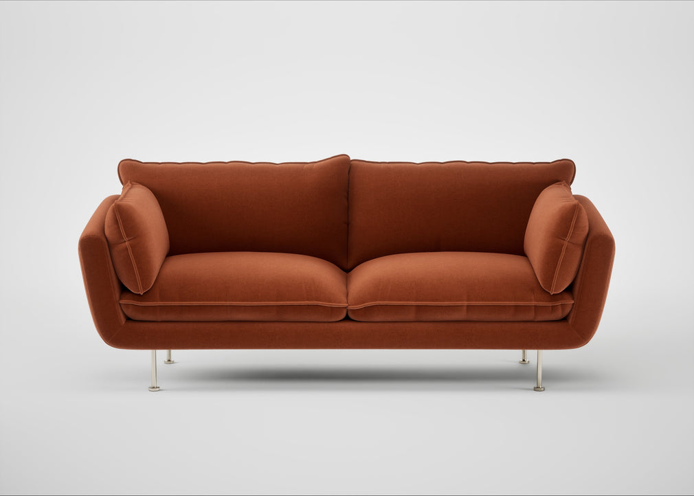 Allora 3 Seater Sofa Cotton Velvet Russet / Stainless Steel