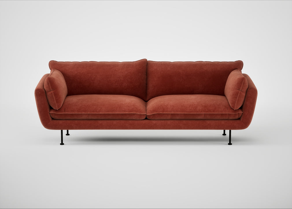 Allora 4 Seater Sofa Smart Luxe Velvet Tawny / Black