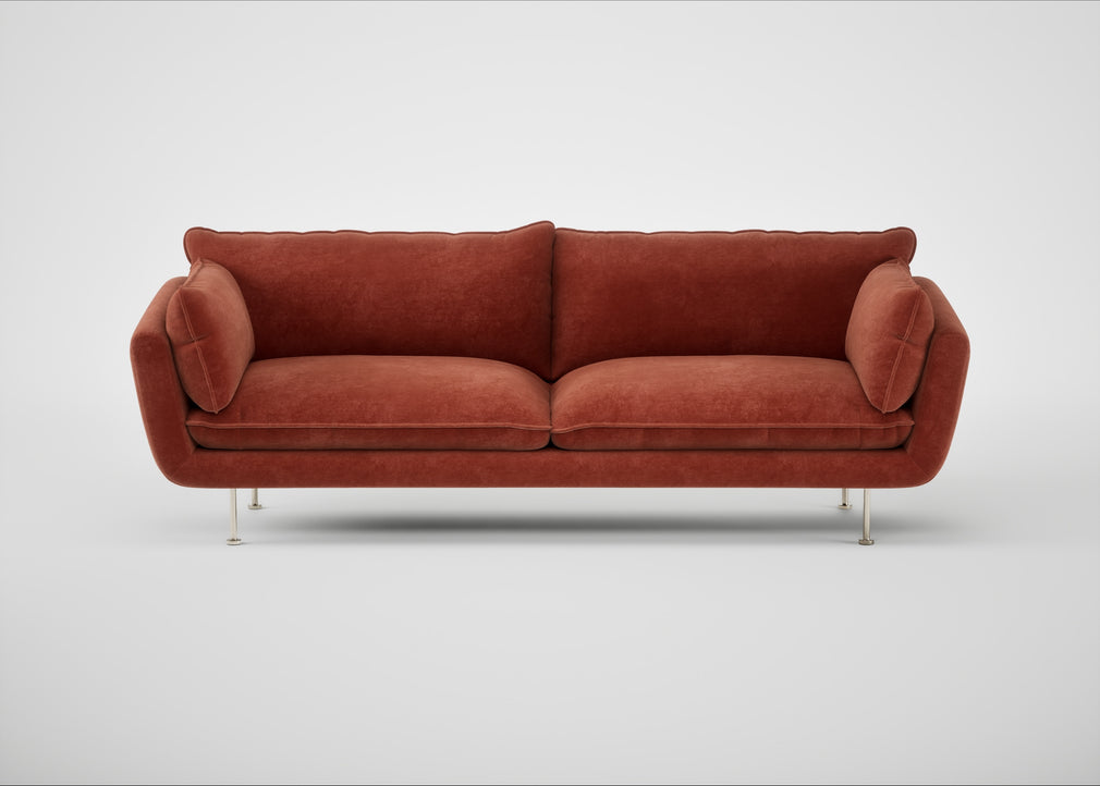 Allora 4 Seater Sofa Smart Luxe Velvet Tawny / Stainless Steel