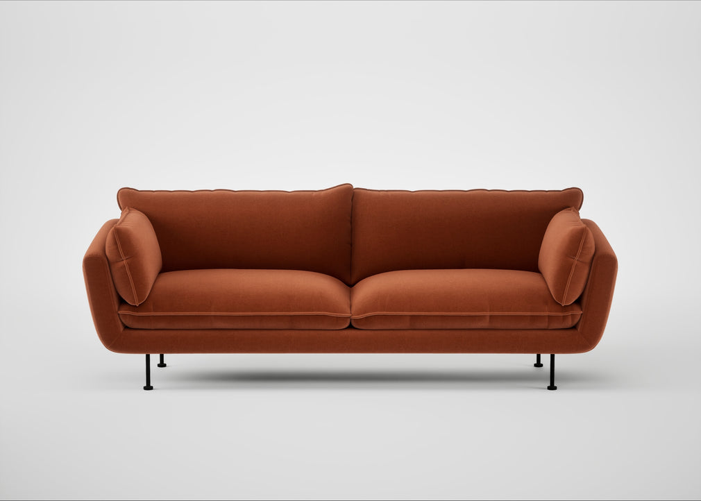 Allora 4 Seater Sofa Cotton Velvet Russet / Black