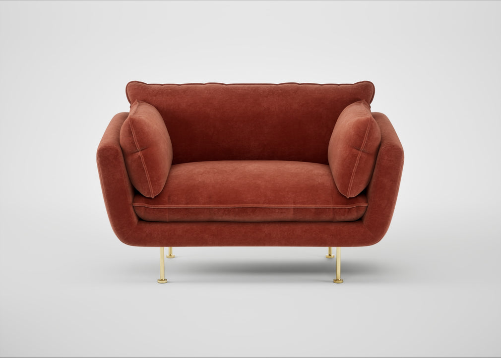 Allora Loveseat Smart Luxe Velvet Tawny / Brass