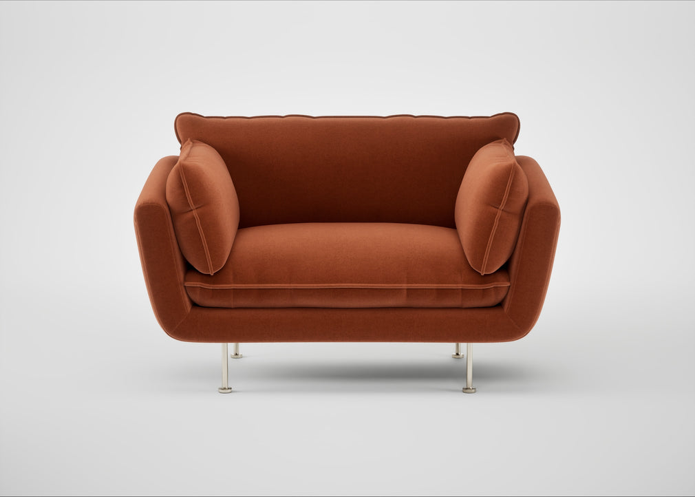 Allora Loveseat Cotton Velvet Russet / Stainless Steel