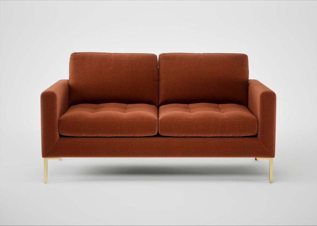 Eton 2 Seater Sofa Cotton Velvet Russet / Brass