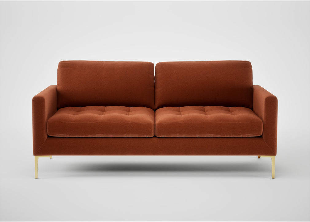 Eton 3 Seater Sofa Cotton Velvet Russet / Brass
