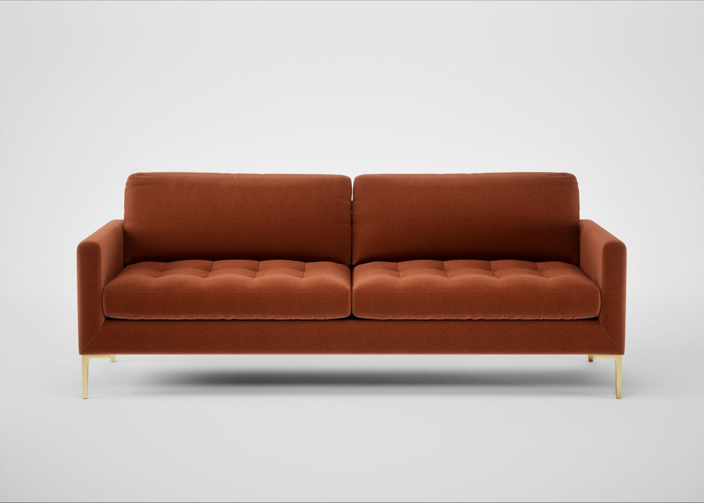 Eton 4 Seater Sofa Cotton Velvet Russet / Brass