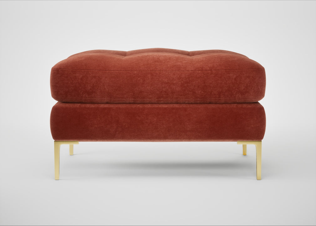 Eton Footstool Smart Luxe Velvet Tawny / Brass