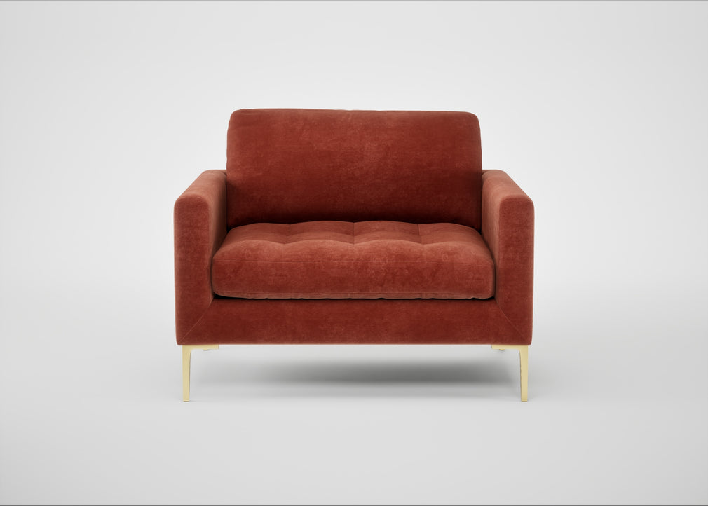 Eton Loveseat Smart Luxe Velvet Tawny / Brass