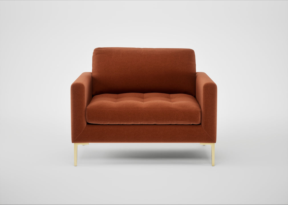 Eton Loveseat Cotton Velvet Russet / Brass