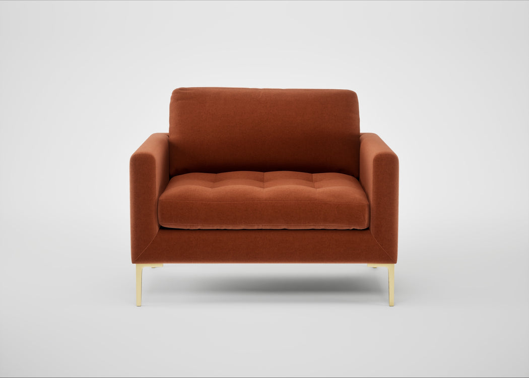 Eton Loveseat Cotton Velvet Russet / Brass