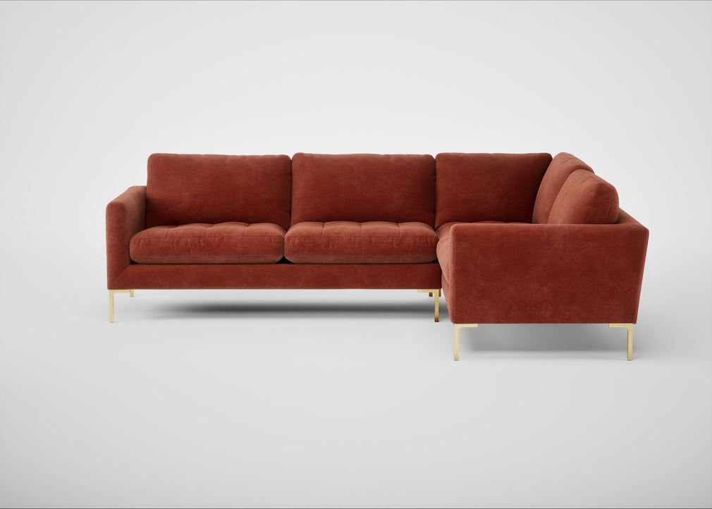 Eton Right Hand Facing Corner Sofa Smart Luxe Velvet Tawny / Brass