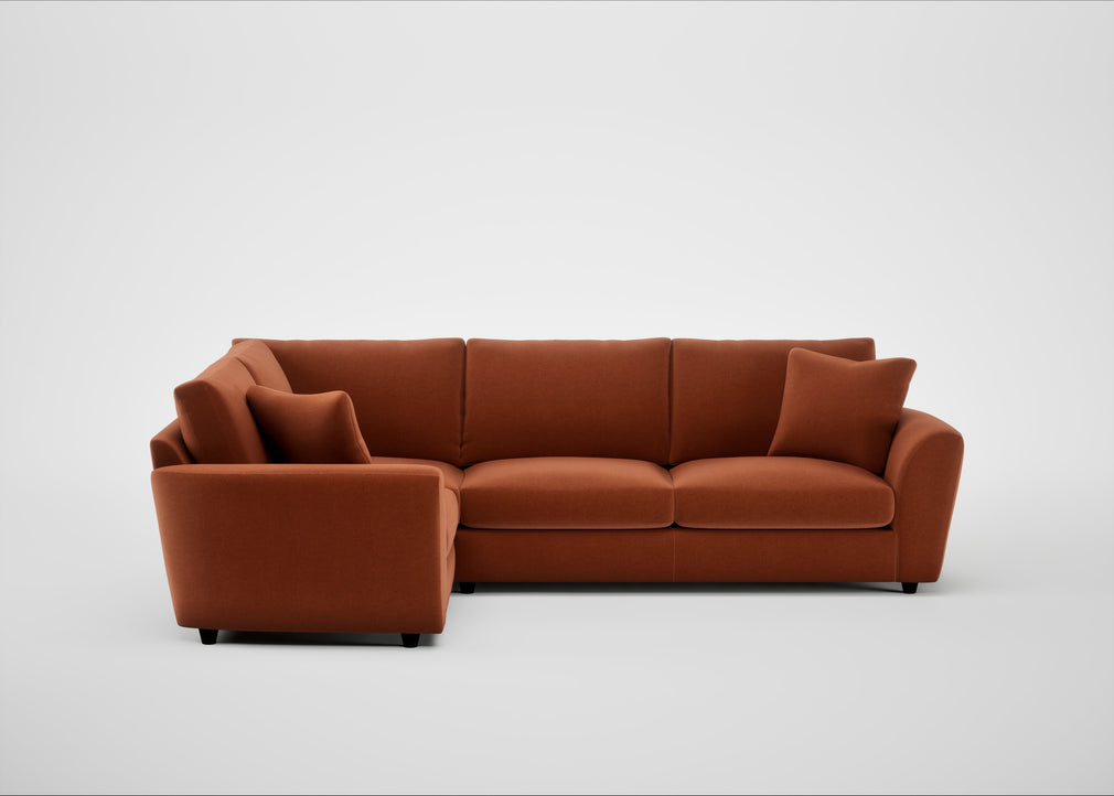 Snooze Left Hand Facing Corner Sofa Cotton Velvet Russet