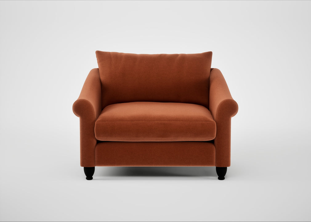 Devon Loveseat Cotton Velvet Russet / Black