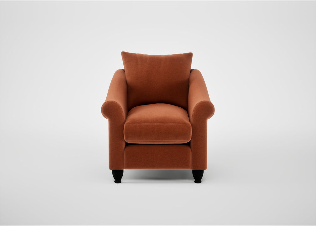 Devon Armchair Cotton Velvet Russet / Black