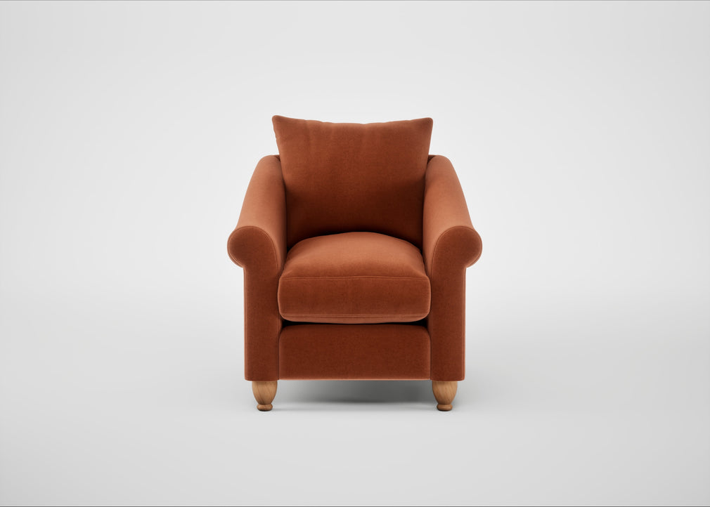 Devon Armchair Cotton Velvet Russet / Natural