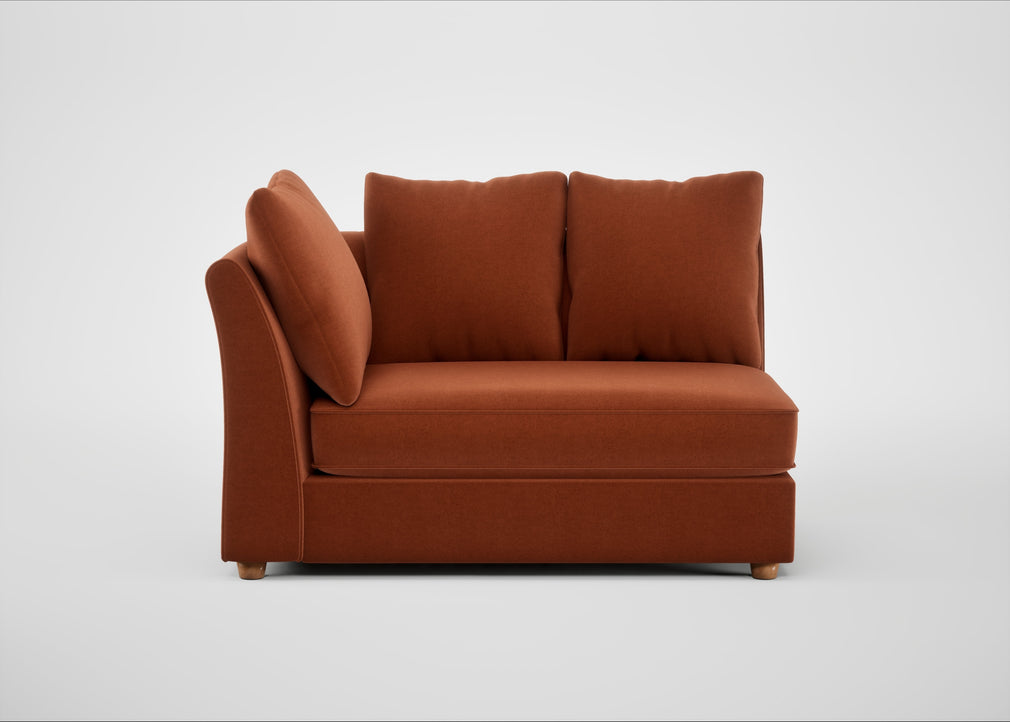 Tailor Large Curved Left Hand Facing Corner Unit Cotton Velvet Russet / Natural
