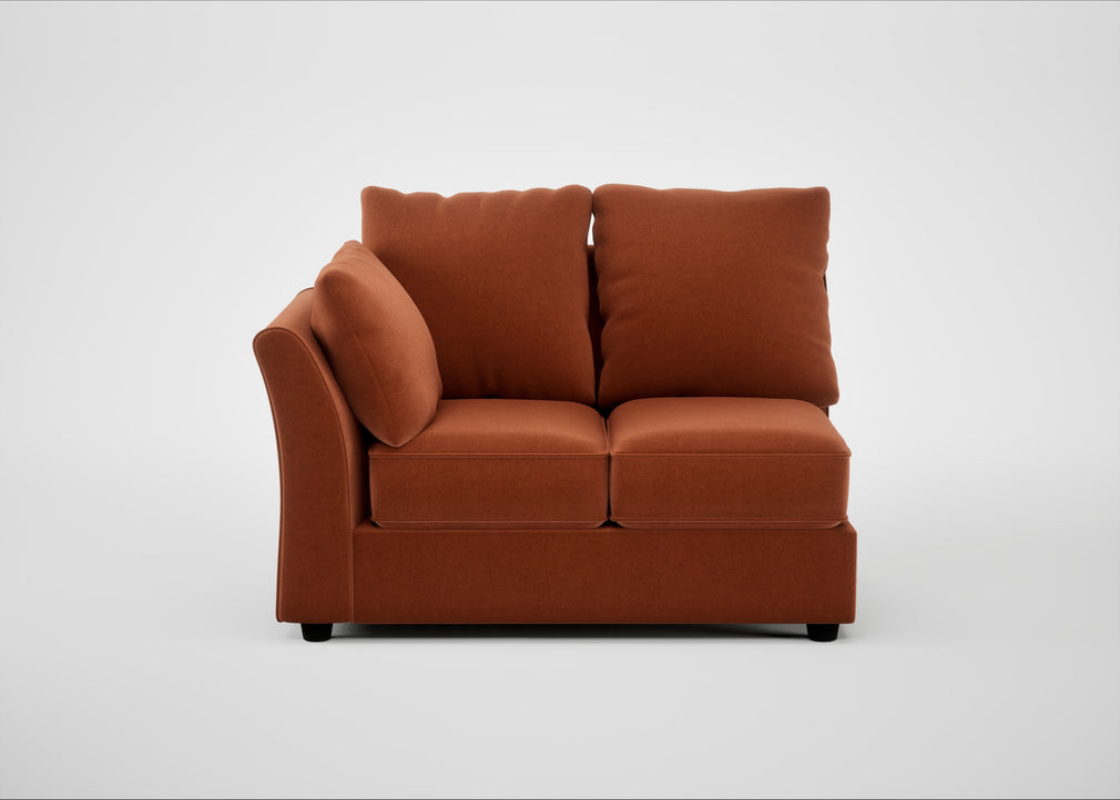 Tailor Double Left Hand Facing Corner Unit Cotton Velvet Russet / Black