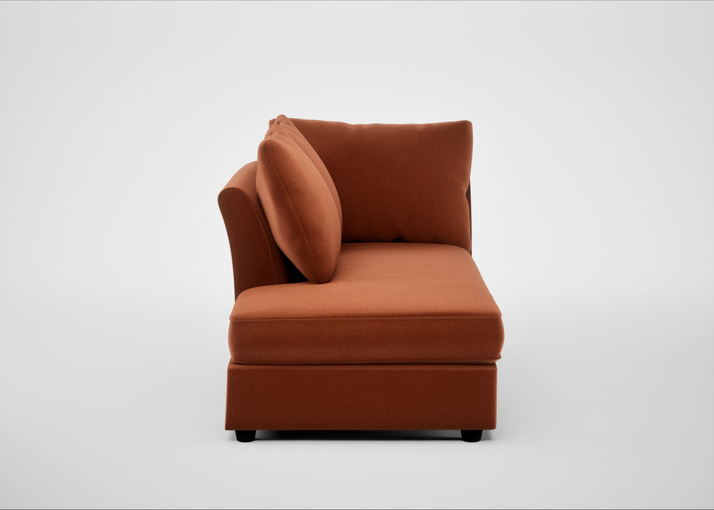 Tailor Left Hand Facing Chaise Unit Cotton Velvet Russet / Black