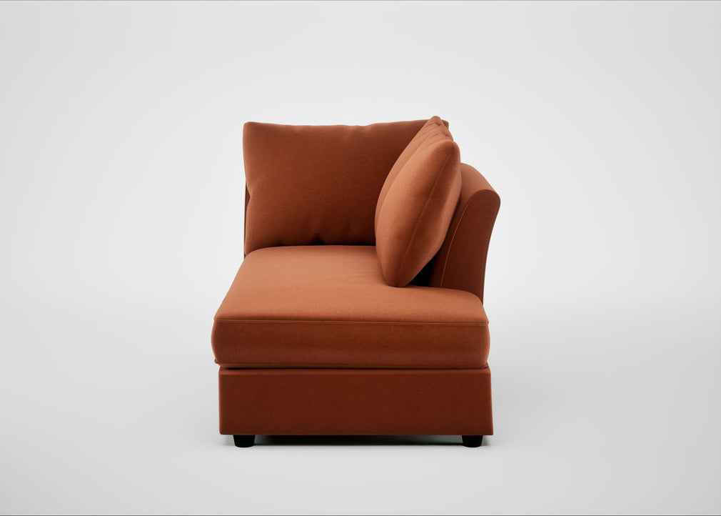 Tailor Right Hand Facing Chaise Unit Cotton Velvet Russet / Black