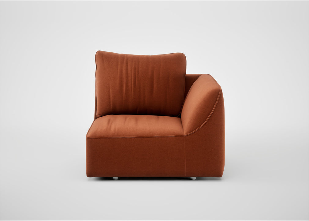 Morven Right Hand Facing Single Unit Cotton Velvet Russet