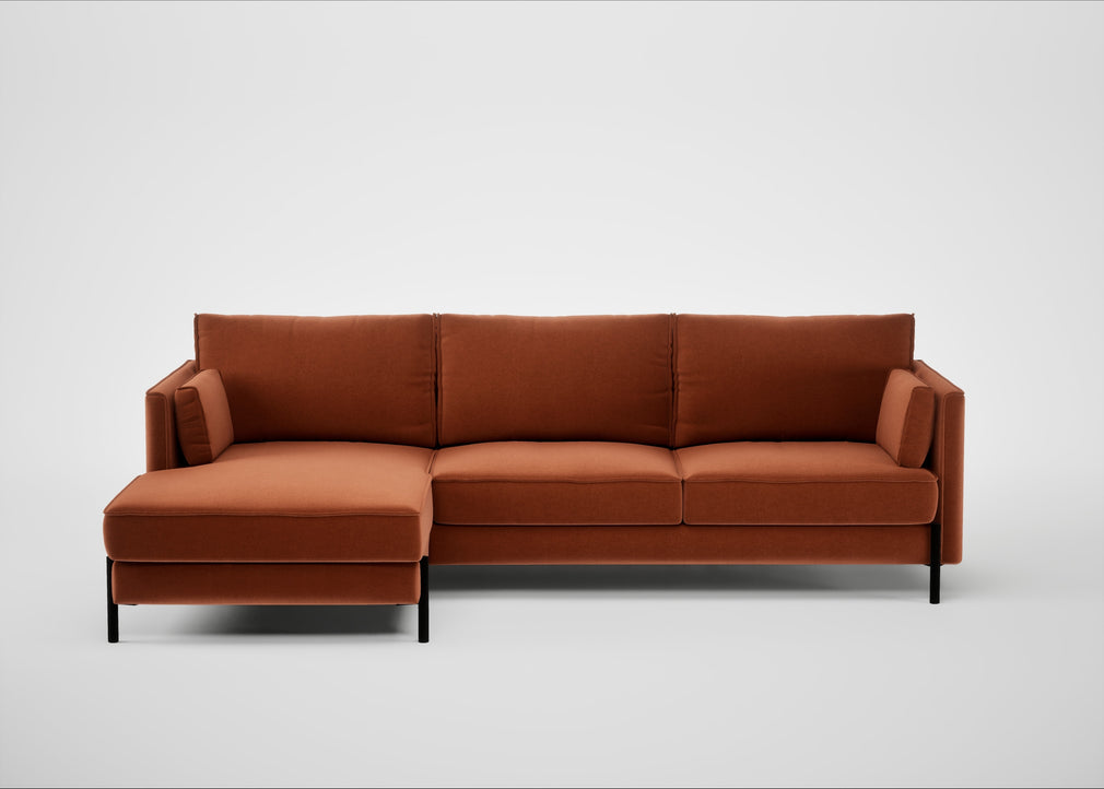 Tortona Left Hand Facing Corner Chaise Cotton Velvet Russet