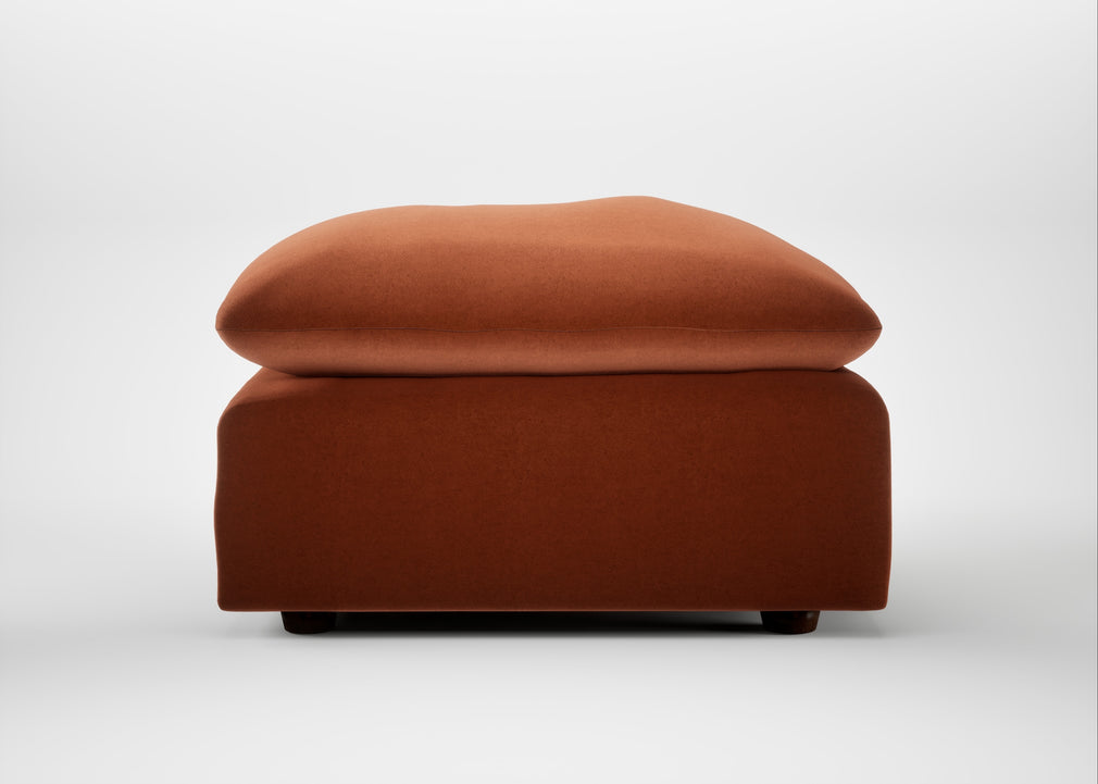 Astrid Ottoman Cotton Velvet Russet / Walnut Stained Beech
