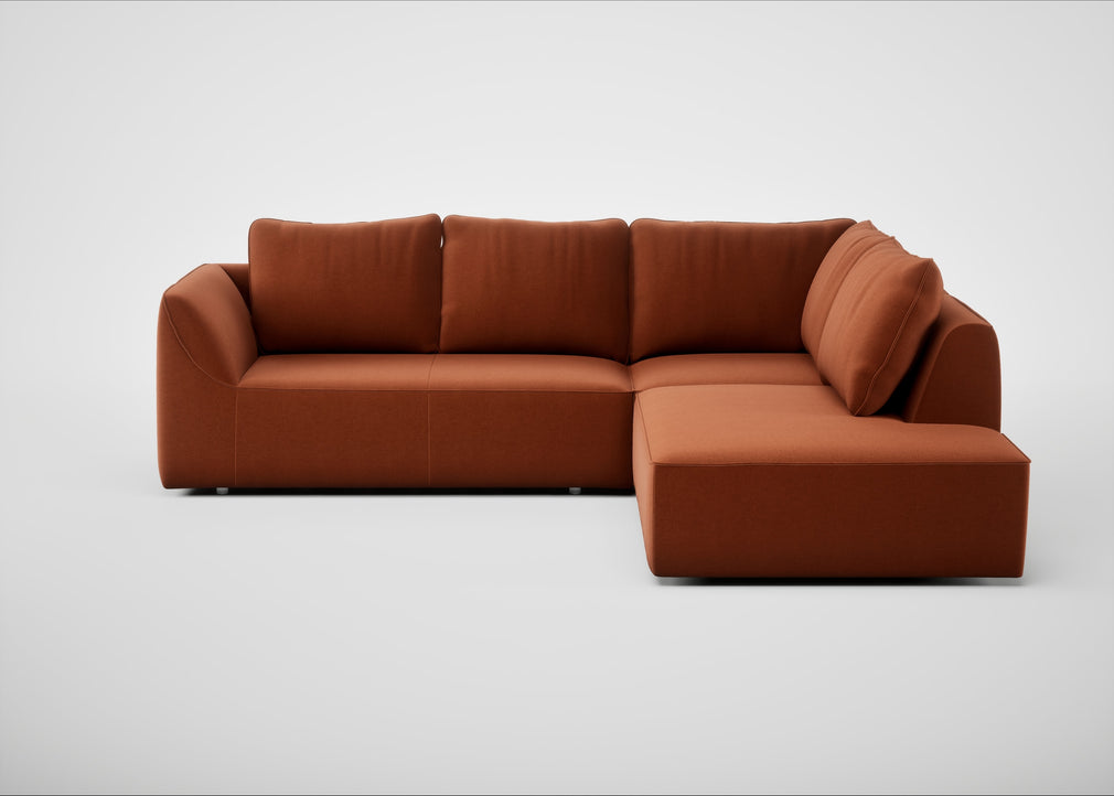 Morven Right Hand Facing Large Corner Sofa Cotton Velvet Russet
