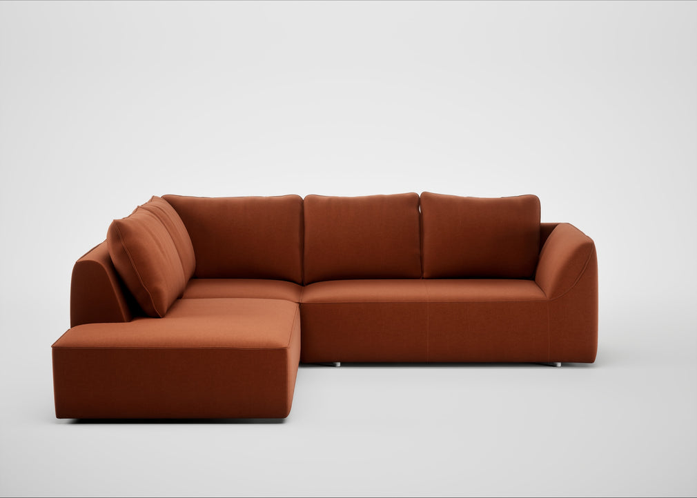 Morven Left Hand Facing Large Corner Sofa Cotton Velvet Russet
