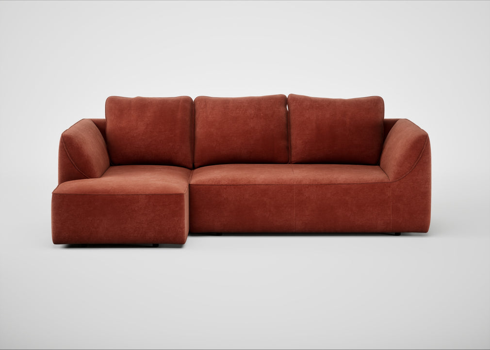 Morven Left Hand Facing Corner Chaise Sofa Smart Luxe Velvet Tawny