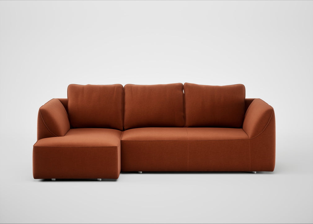 Morven Left Hand Facing Corner Chaise Sofa Cotton Velvet Russet