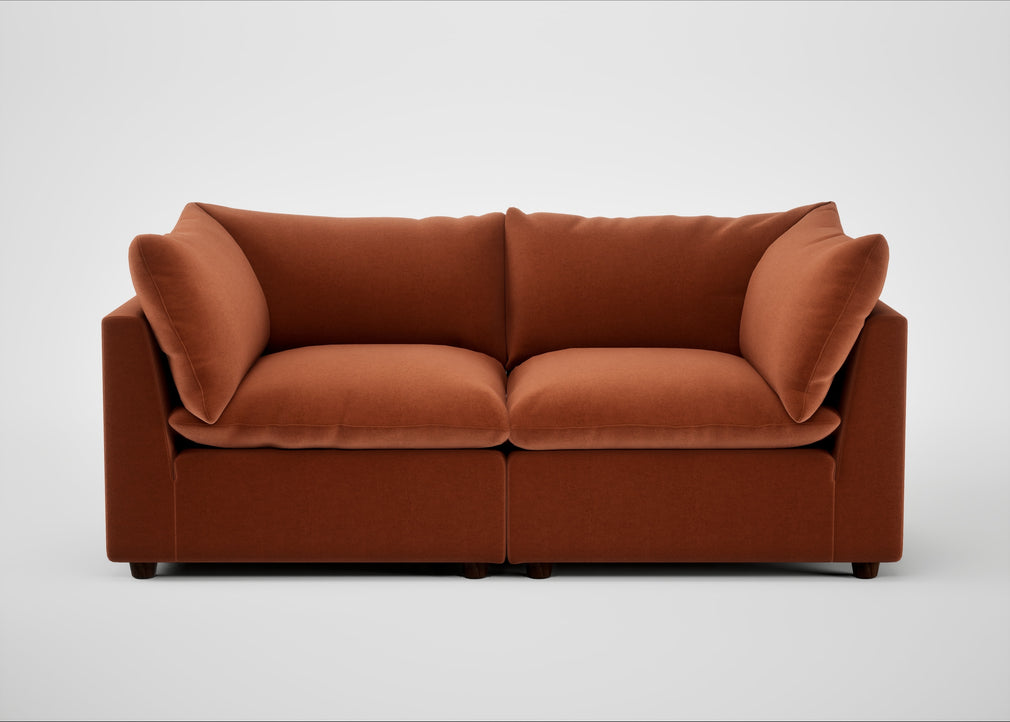 Astrid 3 Seater Sofa Cotton Velvet Russet / Walnut Stained Beech