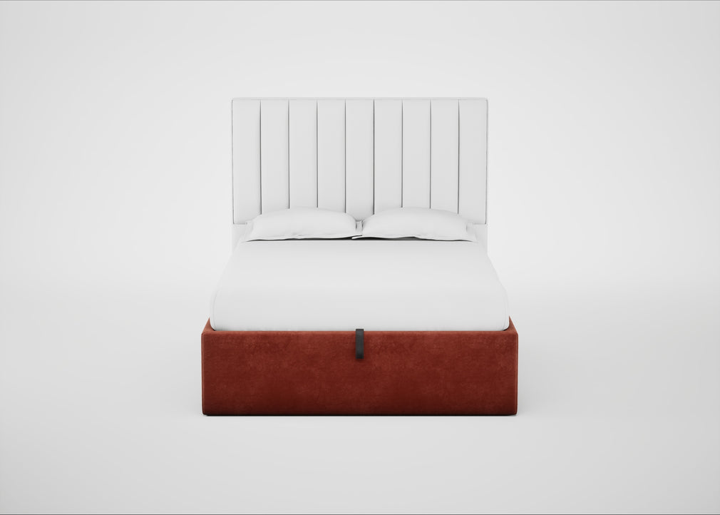 Lift Storage Divan Bed Base Double / Black / Smart Luxe Velvet Tawny