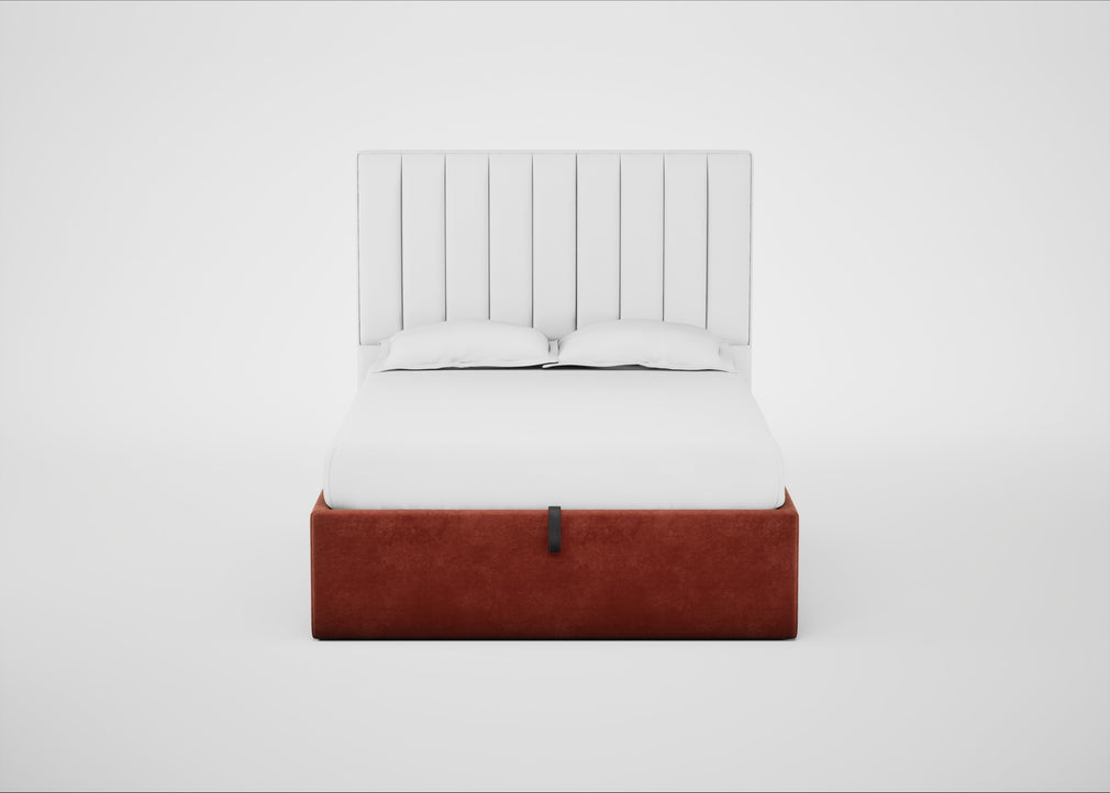Lift Storage Divan Bed Base Double / Natural / Smart Luxe Velvet Tawny