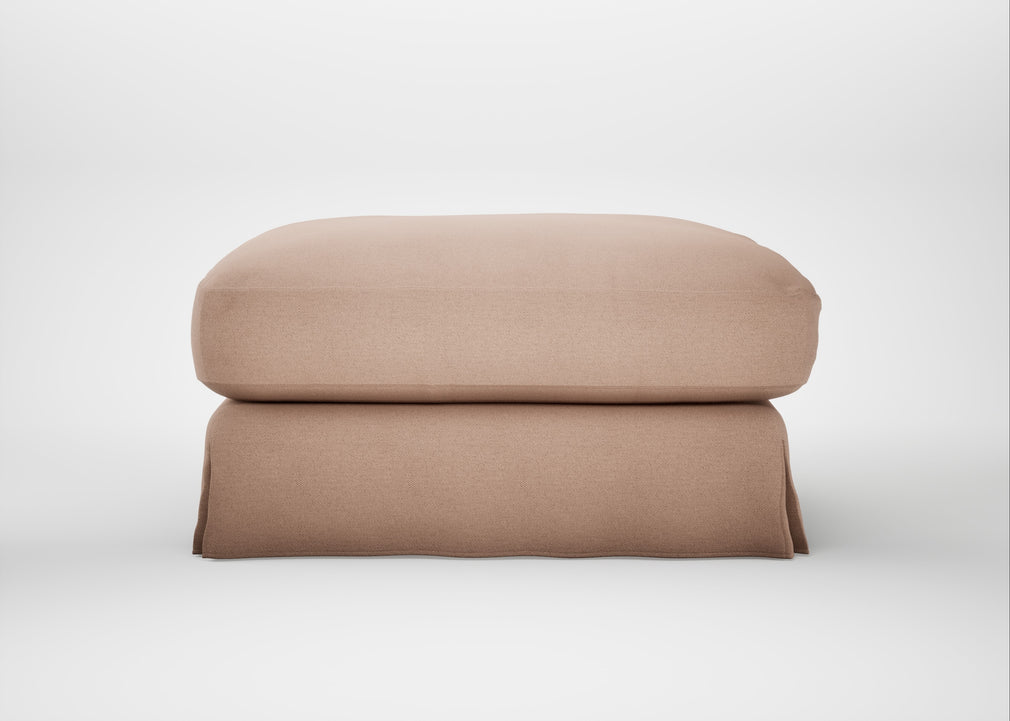 Tailor Loose Cover Square Footstool Capelo Linen-Cotton Rosedale