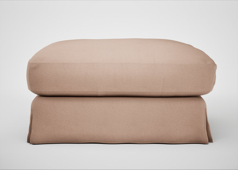 Tailor Loose Cover Square Footstool Capelo Linen-Cotton Rosedale